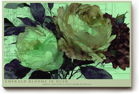 Paul Sinus Wandbild 120x80cm Blumen abstrakt gruene florale Kunst moderne Illustration Wanddekoration Wohnzimmer Schlafzimmer