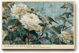 Paul Sinus Wandbild 120x80cm Blumen und Vogel Garten Szene Klassische Natur Kunst in Blau Grün und Weiß für Wohnzimmer Schlafzimmer Büro