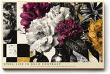 Paul Sinus Wandbild 120x80cm Blumenstillleben mit starkem Farbkontrast Moderne florale Kunst in Schwarz Weiss und Magenta