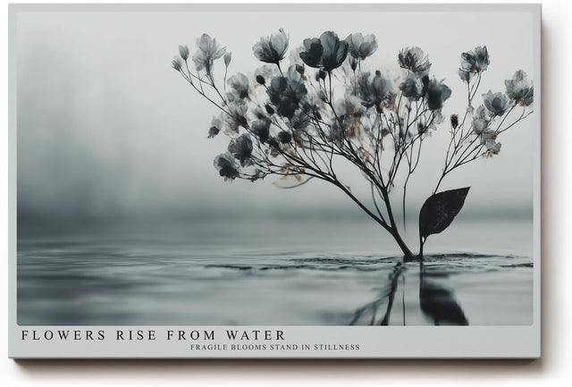Paul Sinus Wandbild 120x80cm Blüten im Wasser minimalistische Naturkunst zarte Blumen graue ruhige Ästhetik modernes Naturmotiv stilvolle