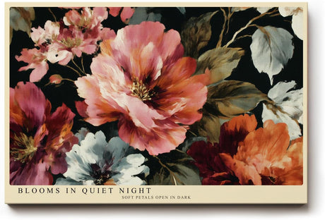 Paul Sinus Wandbild 120x80cm Blüten in dunkler Nacht – Elegantes Blumenmotiv mit leuchtenden Farben und natürlicher Harmonie
