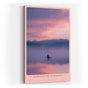 Paul Sinus Wandbild in 40x60cm Boot auf nebligem See bei Sonnenaufgang mit Bergen und Vogelschwarm im Hintergrund
