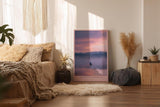 Paul Sinus Wandbild in 40x60cm Boot auf nebligem See bei Sonnenaufgang mit Bergen und Vogelschwarm im Hintergrund