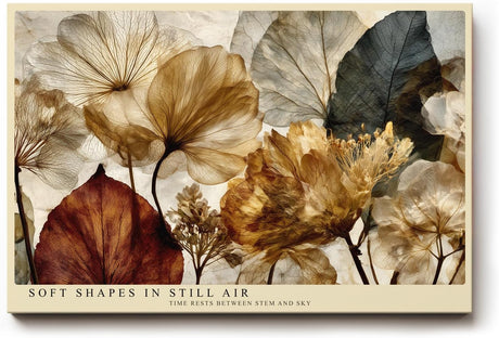 Paul Sinus Wandbild 120x80cm Botanische Blumen Komposition in Beige Braun Natur Kunst Modernes Florales Design für Wohnzimmer Schlafzimmer Büro
