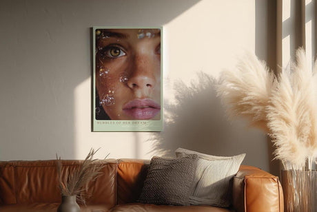 Paul Sinus Wandbild in 40x60cm Bubbles of Her Dream hyperrealistisches Porträt einer Frau mit grünen Augen und Seifenblasen