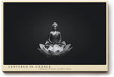 Paul Sinus Wandbild 120x80cm Buddha Meditation Schwarz Weiss Lotus moderne spirituelle Kunst ruhiges Zen Kunstbild elegante Wanddekoration für Wohnzimmer Yoga Raum