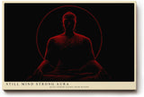 Paul Sinus Wandbild 120x80cm Buddha Meditation rote Aura spirituelle Zen Kunst minimalistische Dunkelheit Kunstdruck stilvolle Wanddekoration fuer Wohnzimmer Schlafzimmer Yoga Raum