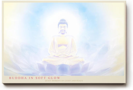 Paul Sinus Wandbild 120x80cm Buddha Meditation sanftes Licht spirituelle Zen Kunst Lotus Atmosphaere moderner Kunstdruck Wanddekoration fuer Wohnzimmer Yoga Raum Schlafzimmer