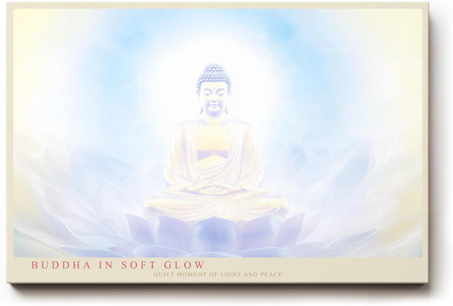 Paul Sinus Wandbild 120x80cm Buddha Meditation sanftes Licht spirituelle Zen Kunst Lotus Atmosphaere moderner Kunstdruck Wanddekoration fuer Wohnzimmer Yoga Raum Schlafzimmer