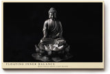 Paul Sinus Wandbild 120x80cm Buddha Statue Lotus Schwarz Weiss spirituelle Zen Kunst minimalistische Meditation Wanddekoration für Wohnzimmer Yoga Raum