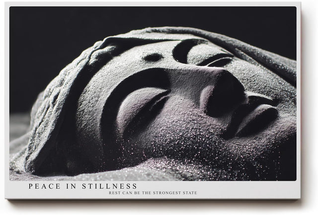 Paul Sinus Wandbild 120x80cm Buddha Statue Meditation Zen Fotokunst schwarz weiss spirituelle Ruhe moderner Kunstdruck Wanddekoration für Wohnzimmer Yoga Raum