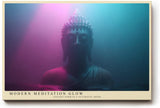 Paul Sinus Wandbild 120x80cm Buddha Statue modernes Neon Licht spirituelle Meditation Kunst pink blau mystisches Kunstbild für Wohnzimmer Yoga Raum