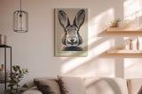 Paul Sinus Wandbild in 40x60cm Bunny Mode: On – Humorvolles Kaninchenporträt in Schwarz-Weiß mit neugierigem Blick