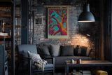 Paul Sinus Wandbild in 40x60cm Bunte Vögel in farbintensivem Baum – surrealistisches Kunstwerk mit kräftigen Kontrasten und leuchtenden Details