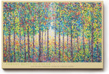 Paul Sinus Wandbild 120x80cm Bunter Wald Punktmalerei Moderne Natur Kunst Landschaft mit farbigen Punkten