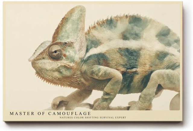 Paul Sinus Wandbild 120x80cm Chamäleon Illustration moderne Tierkunst Naturfarben detailreiches Reptilien Kunstbild stilvolle Wanddekoration für Wohnzimmer Büro Kinderzimmer