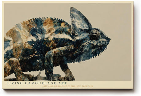 Paul Sinus Wandbild 120x80cm Chamäleon Natur Illustration moderne Tierkunst detailreiche Reptilien Darstellung stilvolles Kunstbild für Wohnzimmer Büro Kinderzimmer