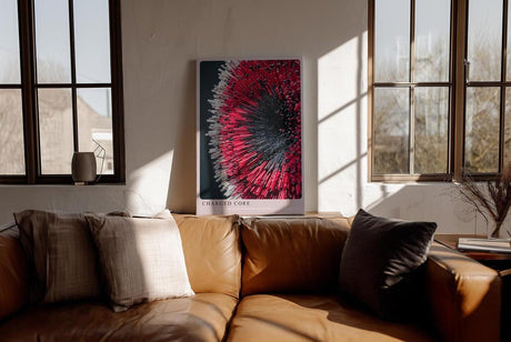 Paul Sinus Wandbild in 40x60cm Charged Core Abstrakte Strahlenstruktur in Rot, Schwarz und Weiß