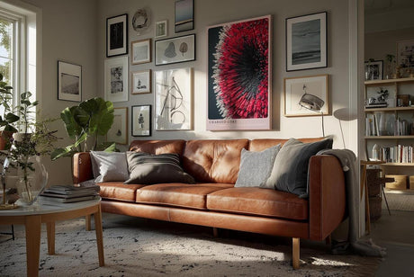 Paul Sinus Wandbild in 40x60cm Charged Core Abstrakte Strahlenstruktur in Rot, Schwarz und Weiß