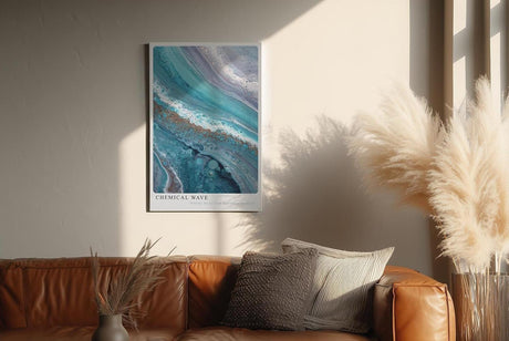 Paul Sinus Wandbild in 40x60cm Chemical Wave Abstrakte Fließstrukturen in Blauund Türkistönen
