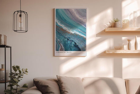 Paul Sinus Wandbild in 40x60cm Chemical Wave Abstrakte Fließstrukturen in Blauund Türkistönen