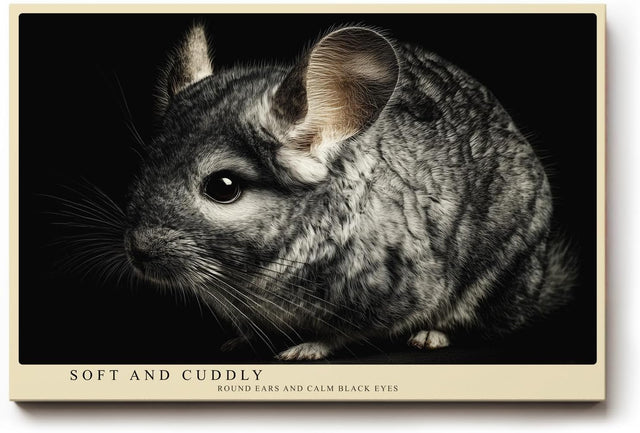 Paul Sinus Wandbild 120x80cm Chinchilla Tierporträt realistische Tierfotografie graues Fell kleines Nagetier modernes Tiermotiv Wanddekoration für Wohnzimmer Kinderzimmer Büro