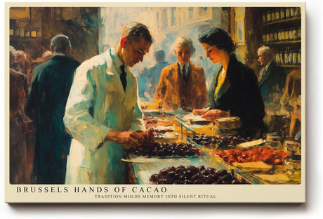 Paul Sinus Wandbild 120x80cm Chocolatier Szene Markt Kunstmotiv Feine Lebensmittel Kunst mit warmem Atelier Licht