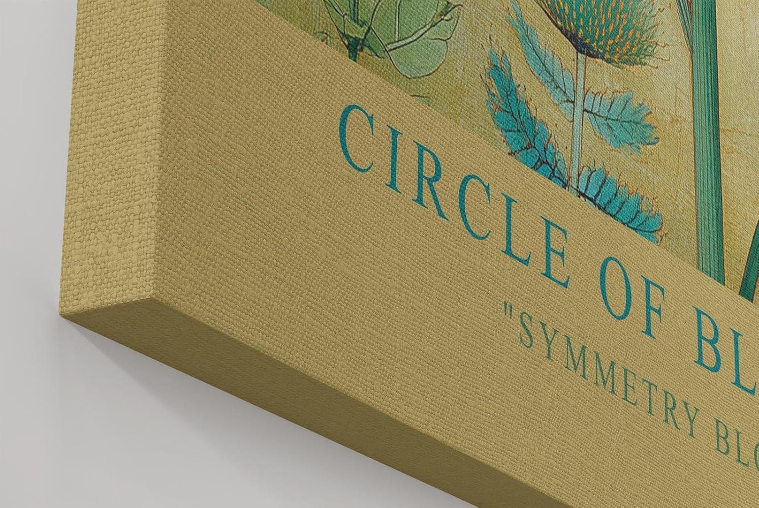 Paul Sinus Wandbild in 40x60cm Circle of Bloom stilisierte Blume in Blauund Grüntönen mit Goldhintergrund elegante Naturkunst auf Leinwand