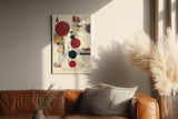Paul Sinus Wandbild in 40x60cm Circular Rhythm – Geometrische Komposition aus roten, schwarzen und goldenen Kreisen mit strukturiertem Hintergrund