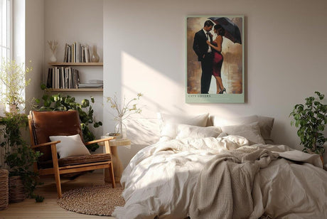 Paul Sinus Wandbild in 40x60cm City Lovers – romantische Stadtszene bei Regen mit elegantem Paar unter einem Regenschirm für stilvolle Raumgestaltung