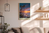 Paul Sinus Wandbild in 40x60cm Coastline Serenade mit Sonnenuntergang und Palmen am ruhigen Strand für harmonische Wandgestaltung