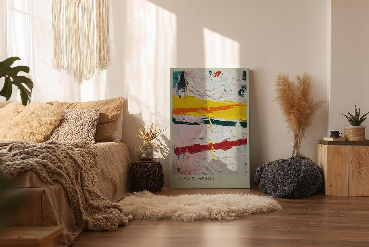 Paul Sinus Wandbild in 40x60cm Color Parade Abstrakte Komposition mit kräftigen Farbbalken und pastosen Strukturen