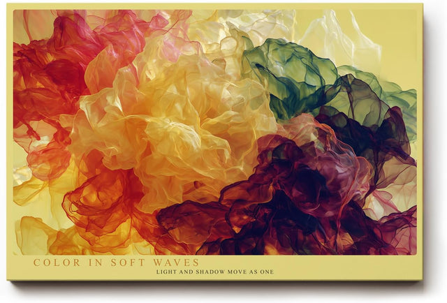 Paul Sinus Wandbild 120x80cm Color in Soft Waves Abstrakte Farbwolken Kunst in Rot Gelb Gruen Modernes Design Wandbild 120x80cm fuer Wohnzimmer und Büro