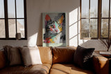 Paul Sinus Wandbild in 40x60cm Colorful Cutie – farbenfrohes Katzenportrait in moderner Maltechnik für kreative Wohnraumgestaltung