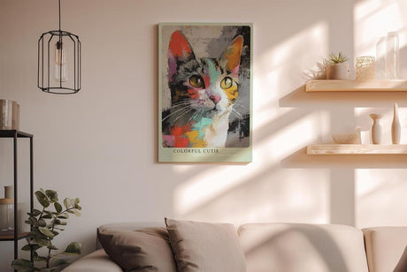 Paul Sinus Wandbild in 40x60cm Colorful Cutie – farbenfrohes Katzenportrait in moderner Maltechnik für kreative Wohnraumgestaltung