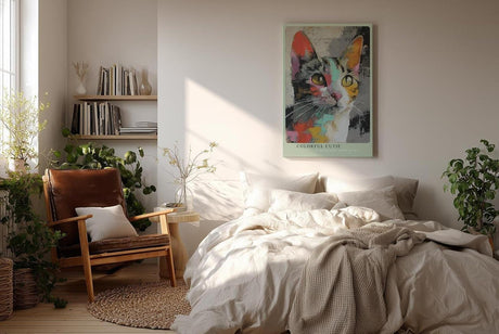 Paul Sinus Wandbild in 40x60cm Colorful Cutie – farbenfrohes Katzenportrait in moderner Maltechnik für kreative Wohnraumgestaltung