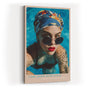 Paul Sinus Wandbild in 40x60cm Cool Down With Style Elegant Woman in Blue Headscarf and Sunglasses in Pool Water