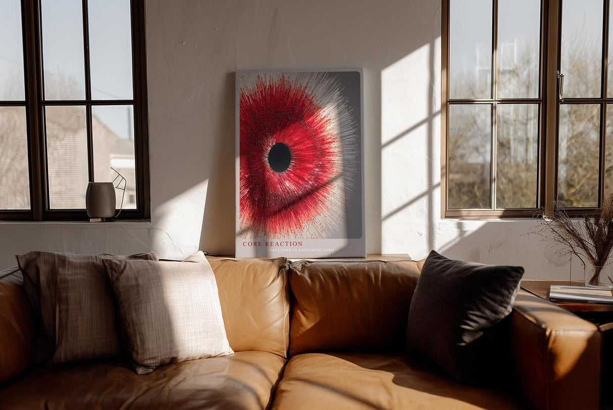 Paul Sinus Wandbild in 40x60cm Core Reaction Dynamische rote und weiße Strahlenstruktur