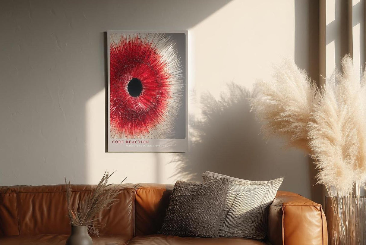 Paul Sinus Wandbild in 40x60cm Core Reaction Dynamische rote und weiße Strahlenstruktur
