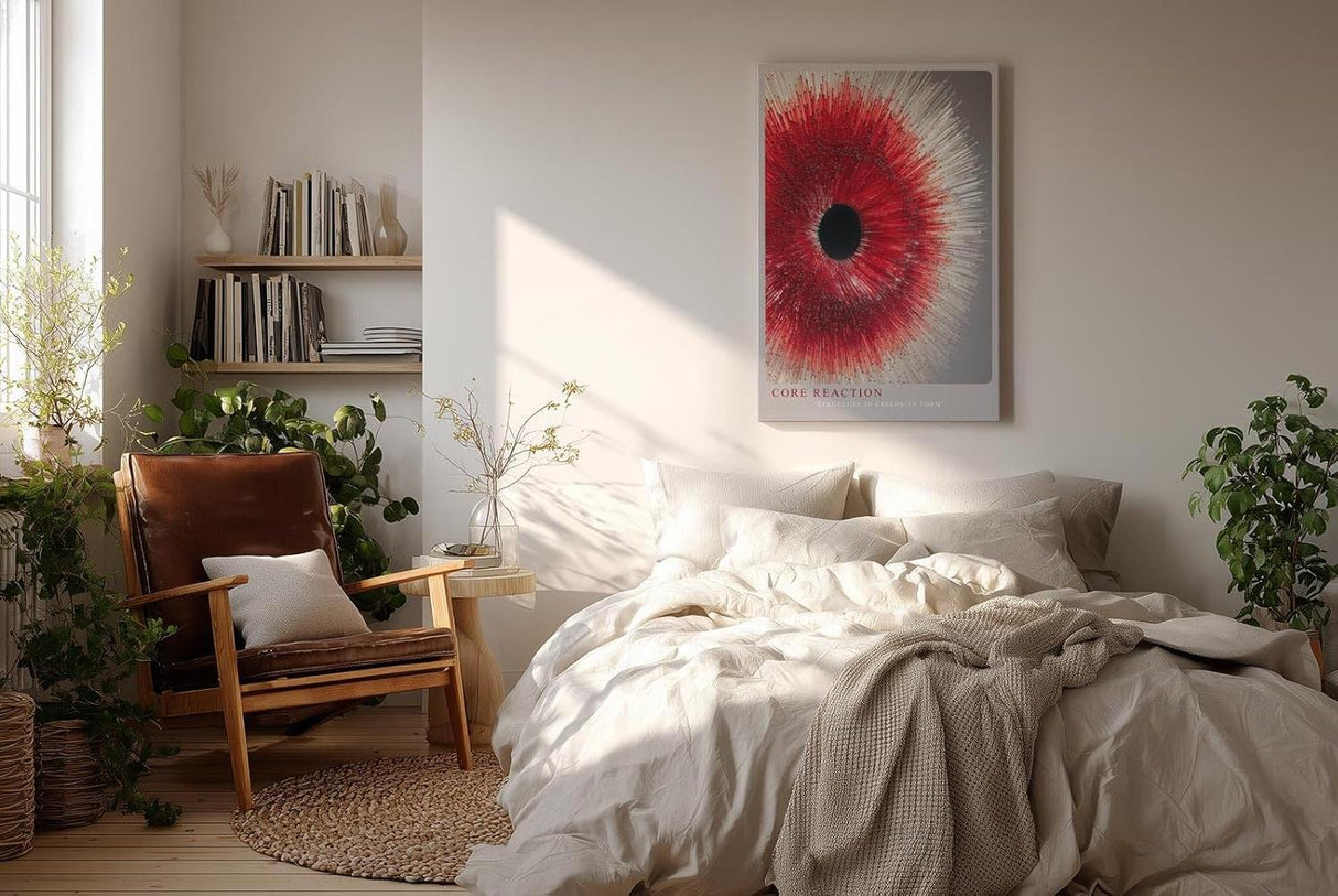 Paul Sinus Wandbild in 40x60cm Core Reaction Dynamische rote und weiße Strahlenstruktur
