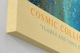 Paul Sinus Wandbild in 40x60cm Cosmic Collision in intensiven Blauund Orangetönen mit dynamischem Farbverlauf für moderne Raumgestaltung