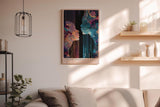 Paul Sinus Wandbild in 40x60cm Cosmic Whispers – zwei Silhouetten im Dialog aus farbenreichen, kosmischen Mustern, moderne Kunst mit Tiefe
