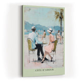 Paul Sinus Wandbild in 40x60cm Côte d’Amour – Romantische Szene eines Paares im Straßencafé an der französischen Küste, impressionistische Bilder in sommerlichen Pastellfarben