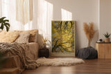 Paul Sinus Wandbild in 40x60cm Crown of the Season Goldgelbes Blätterdach aus der Froschperspektive mit verwobenen Ästen für herbstliche Raumgestaltung