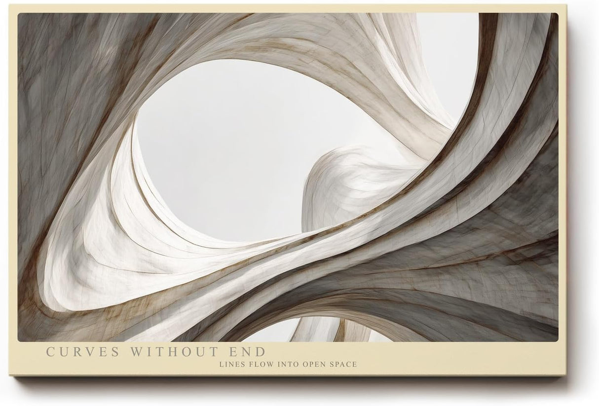 Paul Sinus Wandbild 120x80cm Curves Without End abstrakte Architektur Formen beige minimalistische Kunst modernes Wandbild 120x80cm für Wohnzimmer Büro Flur