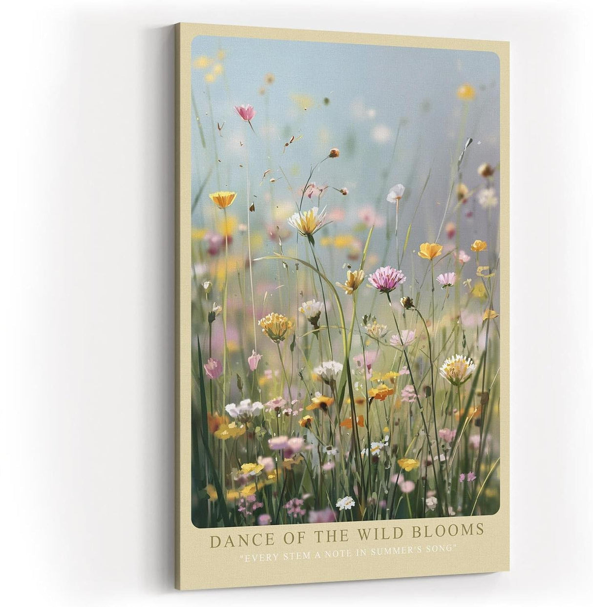 Paul Sinus Wandbild in 40x60cm Dance of the Wild Blooms Farbenfrohe Wildblumen im Sommerlicht vor sanftem Hintergrund für lebendige Raumgestaltung
