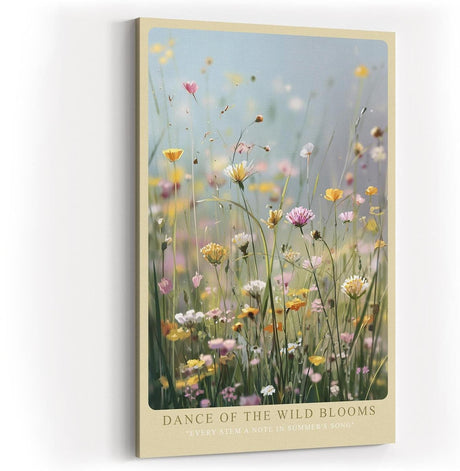 Paul Sinus Wandbild in 40x60cm Dance of the Wild Blooms Farbenfrohe Wildblumen im Sommerlicht vor sanftem Hintergrund für lebendige Raumgestaltung