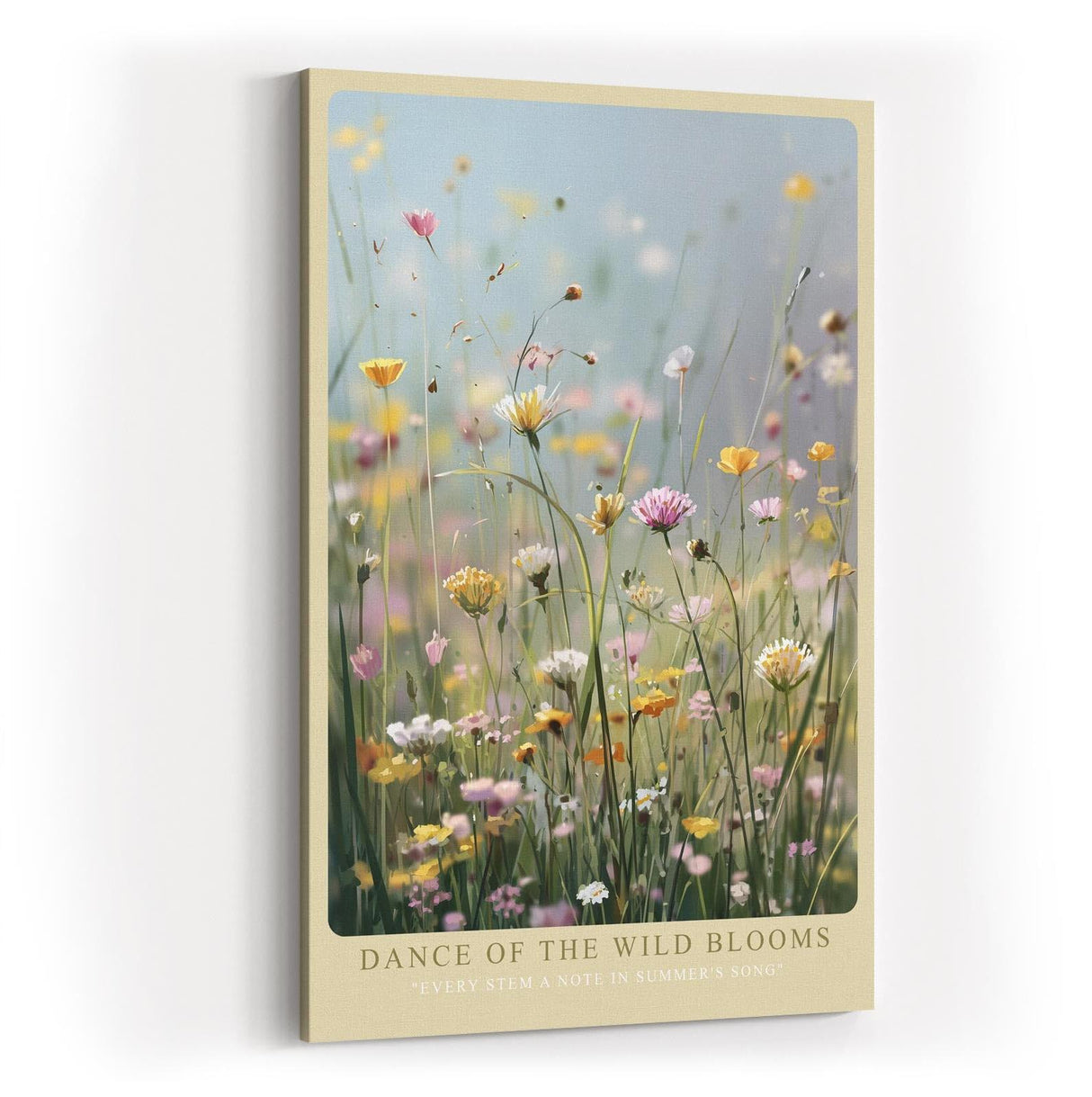 Paul Sinus Wandbild in 40x60cm Dance of the Wild Blooms Farbenfrohe Wildblumen im Sommerlicht vor sanftem Hintergrund für lebendige Raumgestaltung