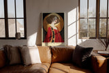 Paul Sinus Wandbild in 40x60cm Daughter of the Hidden Sun Stilisiertes Frauenporträt in Rot und Gold mit ornamentalen Details für luxuriöse Raumgestaltung