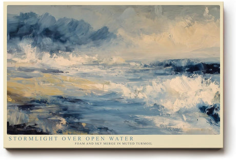 Paul Sinus Wandbild 120x80cm Dramatische Meereslandschaft mit Wellen und Wolken Moderne Naturkunst in Blau und Beige